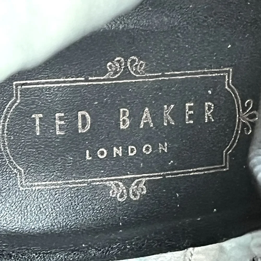 Ted‎ Baker Sailly Black Suede Bow Pointed Toe Block Heel Ankle Boots Womens US 7